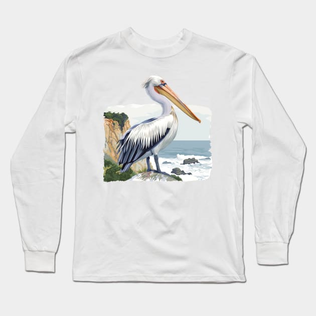 Pelican Art Long Sleeve T-Shirt by zooleisurelife